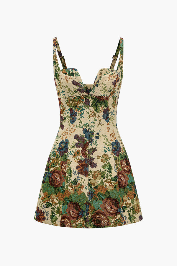 V-neck floral print mini dress 