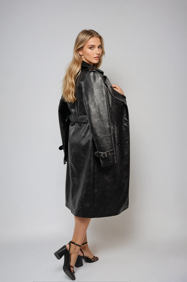 Trenchcoat in Lederoptik