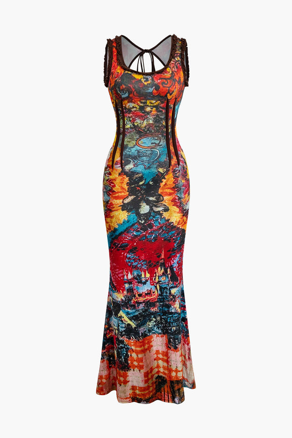 Tie-dye tank maxi-jurk