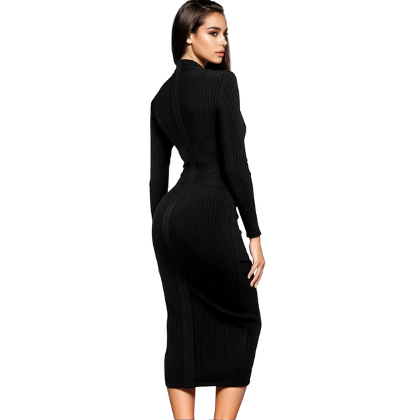 Bandage dress black long sleeve